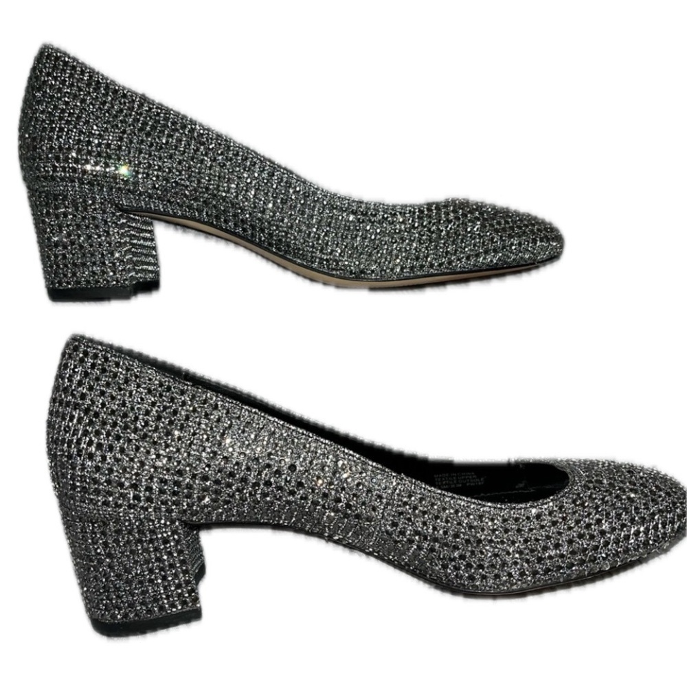 Michael Kors Sz 6.5 M Sparkly Silver On Black Pumps.Well Cushioned. 1.75” Heel - Picture 3 of 8